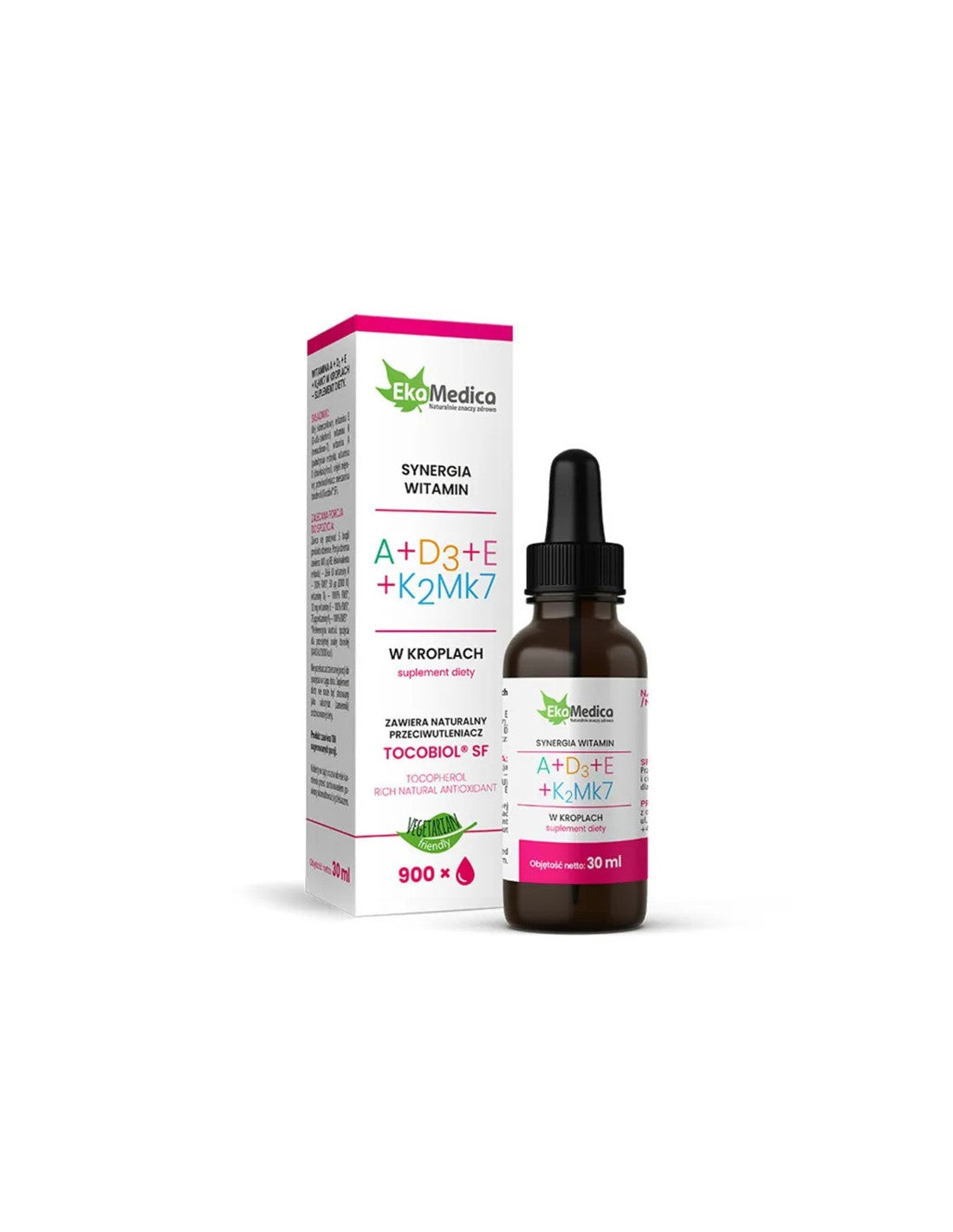 Антиоксидант - витамини A + D3 + E + K2 (Mk7), капки 30 ml Ekamedica