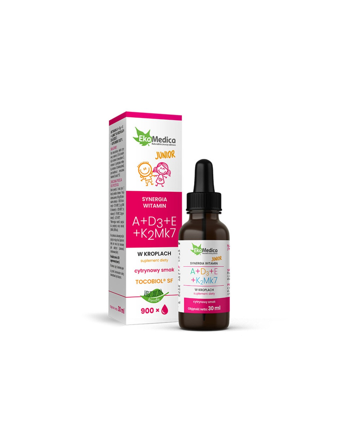 Витамини A+D3+E+K2 (Mk7) - Формула за деца, капки 30 ml Ekamedica