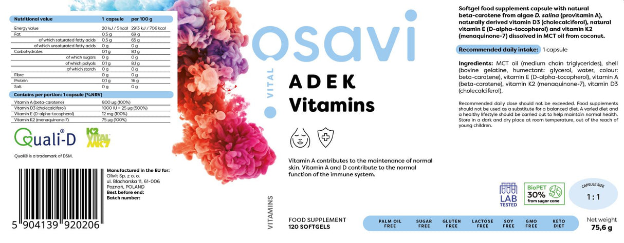 Адек витамини | A + D + E + K | С Quali -D® - 120 гел капсули