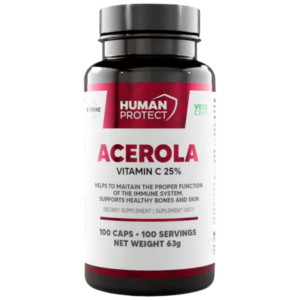 Acerola 500 mg | Естествен източник на витамин С - 100 капсули