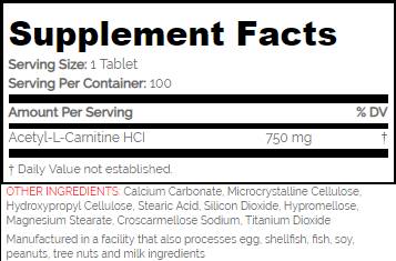 Alcar / ацетил L -карнитин 750 mg - 100 таблетки