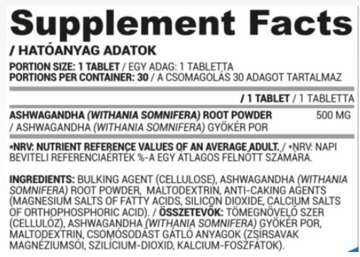 Ashwagandha 500 mg - 30 таблетки
