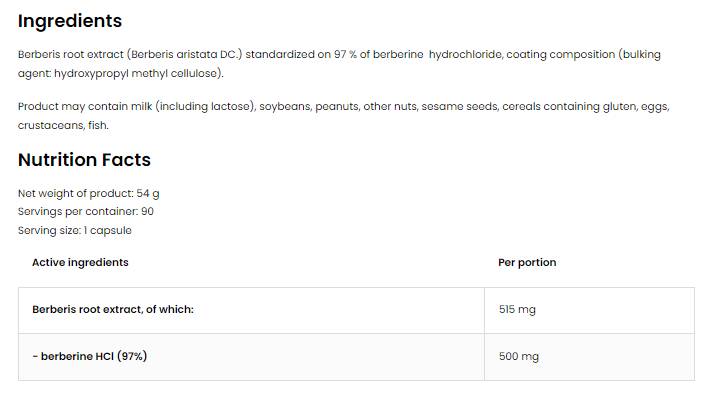 Берберин HCl 500 mg | 97% екстракт от корен берберис 90 капсули