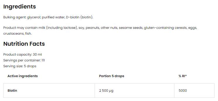 Биотин 2500 MCG капки 30 ml