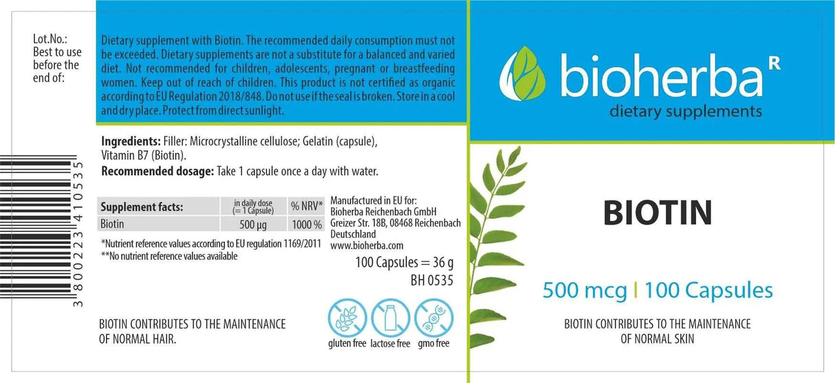 Биотин 500 MCG - 100 капсули