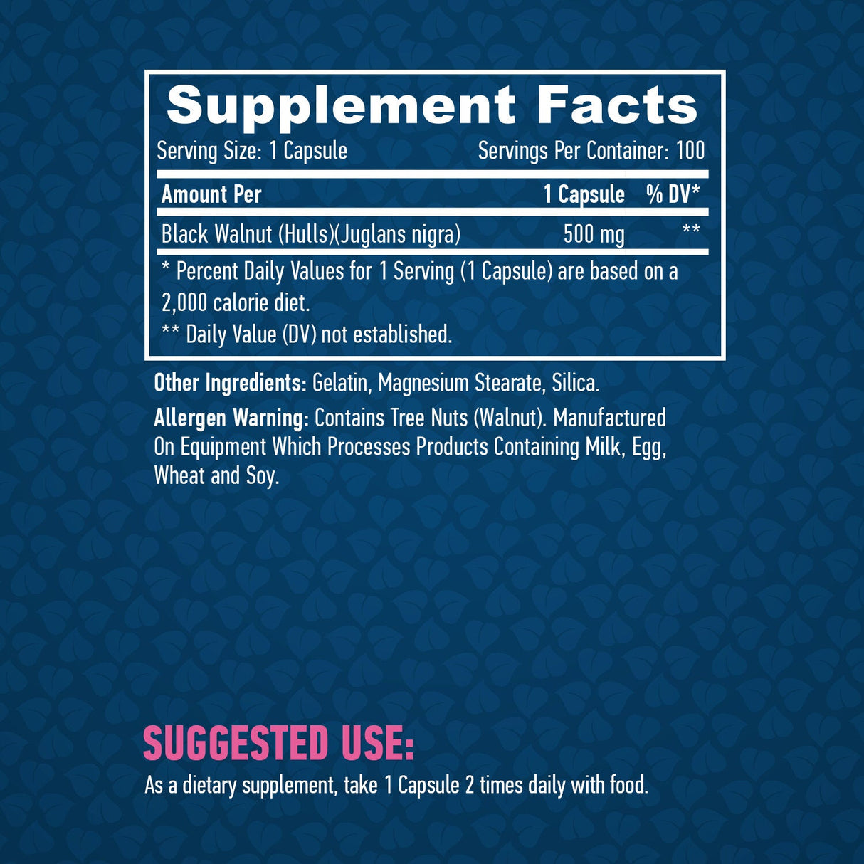 Черни орехови корпуси 500mg. / 100 капачки.