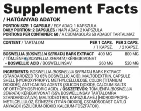 Boswellia 400 mg | Екстракт от кора Boswellia serrata - 60 капсули