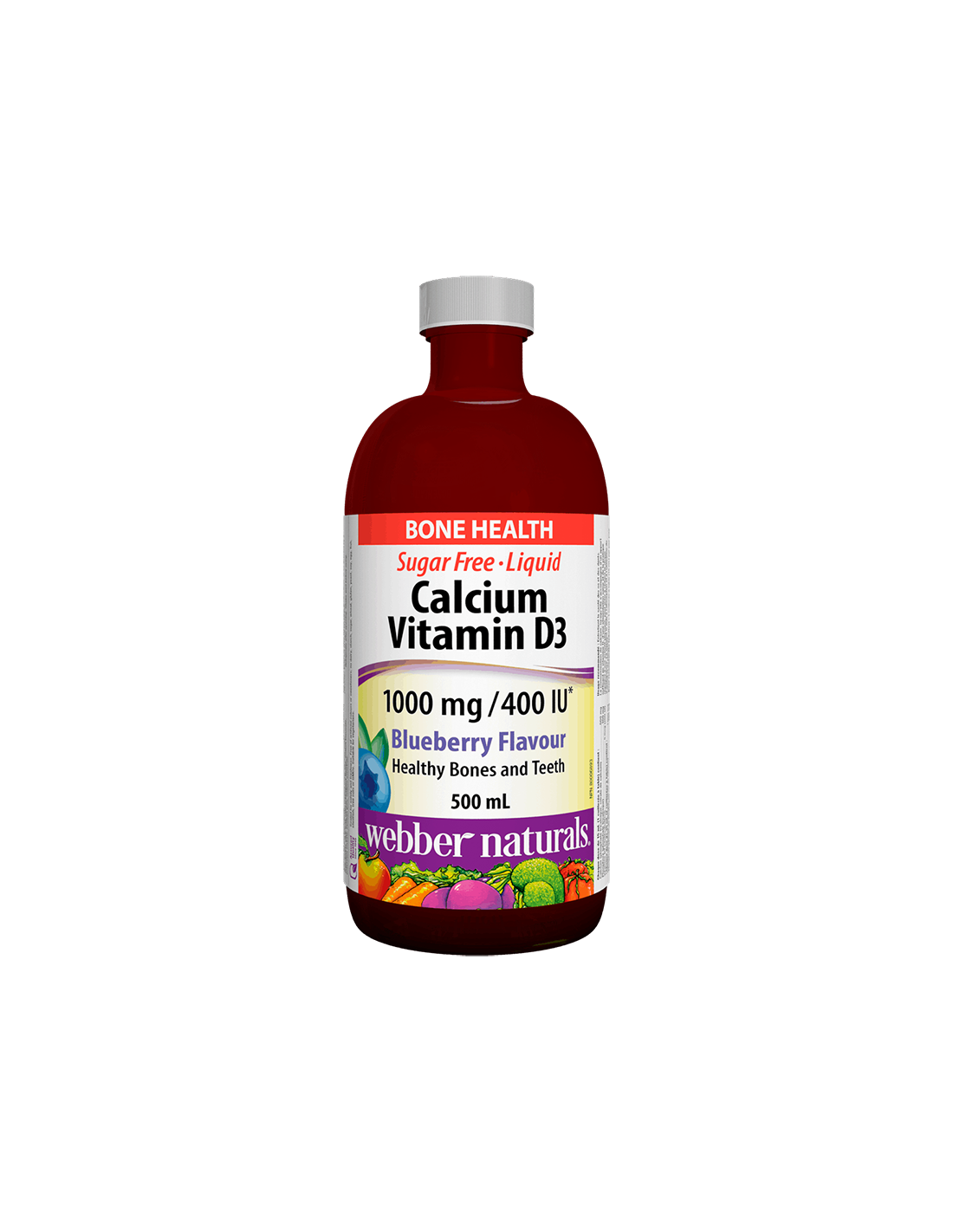 Calcium &amp; Vitamin D3 Liquid/ Калций 1000 mg + Витамин D3 400 IU x 500 ml с вкус на боровинка <tc>Webber Naturals</tc>