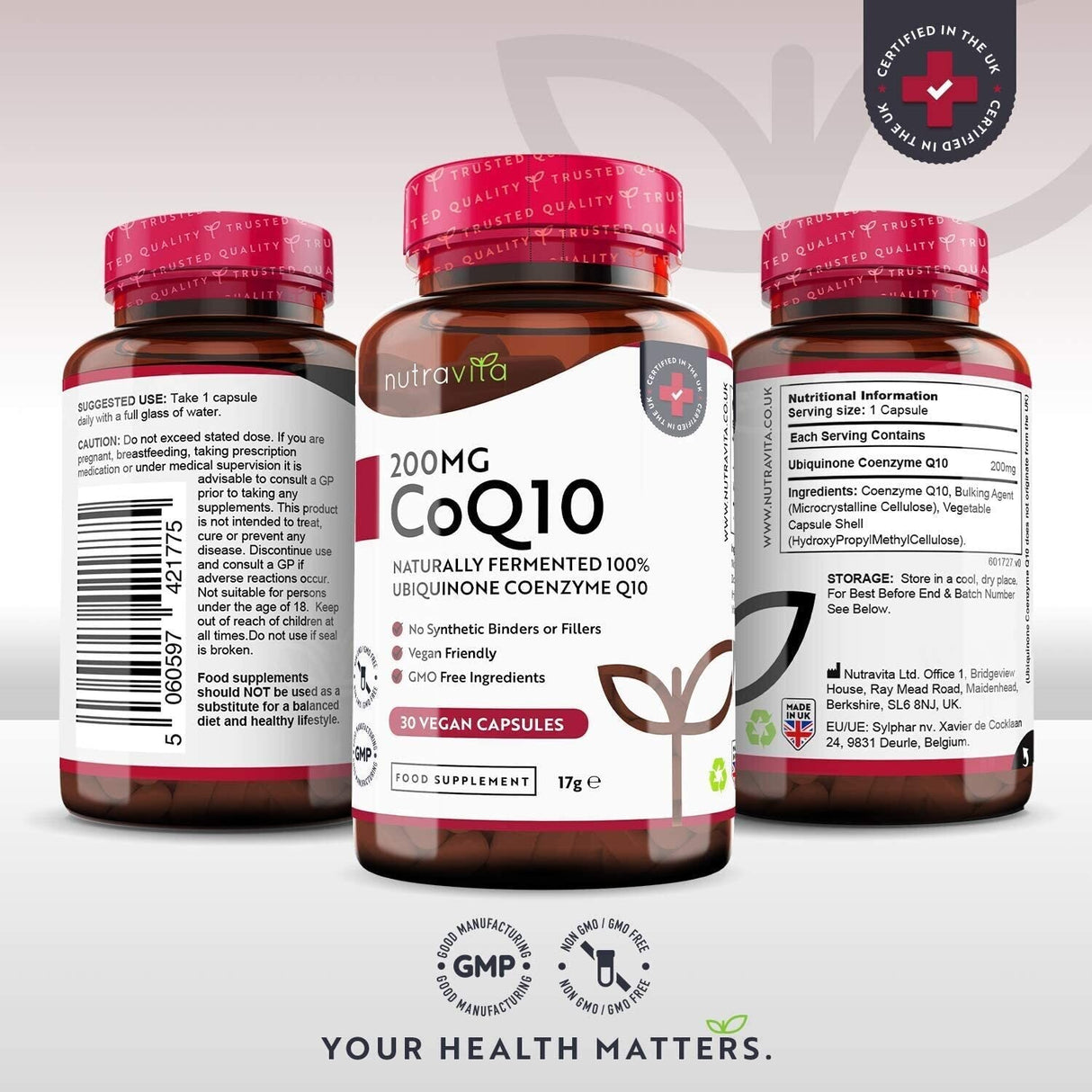 CoQ10 200 мг (Убихинон) /120 капсули, 120 дни/ <tc>Nutravita</tc>
