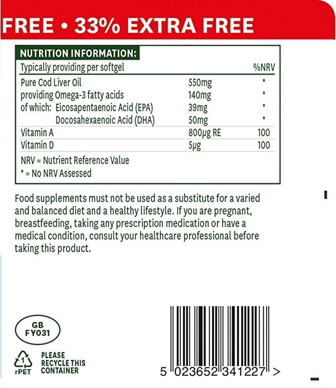 Масло от черен дроб на треска 550mg 120 Softgels Naturesaid