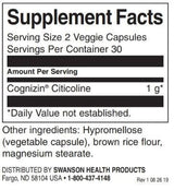 Cognizin citicoline 500 mg / 60 vcaps - 0