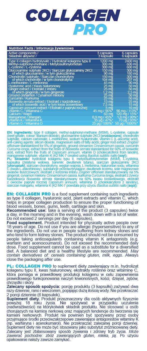 Collagen Pro Caps | С глюкозамин, хондроитин, хиалуроничен, босуелски - 180 капсули