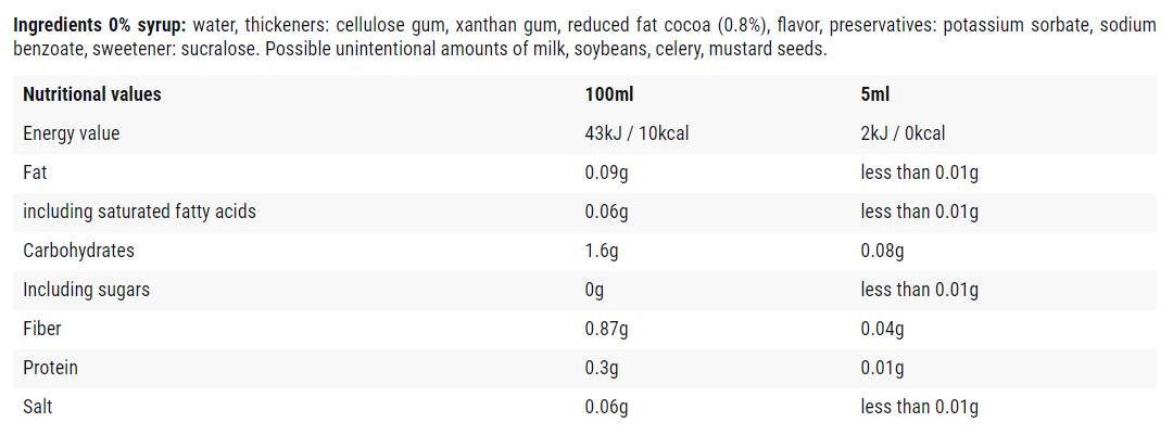 Бисквитка с шоколад / 0 калоричен сироп - 500 ml