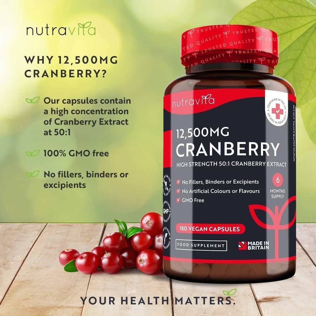 Cranberry - Red Cranberry 12500 mg 180 вегански капсули
