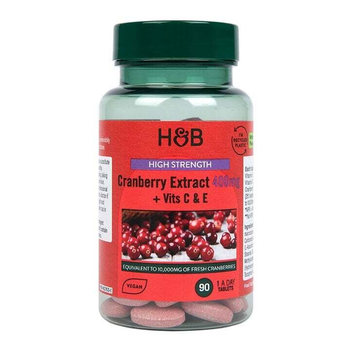 Червена боровинка с витамини С и Е (екстракт от червена боровинка + Vit C & E) 400mg 90 таблетки Holland & Barrett