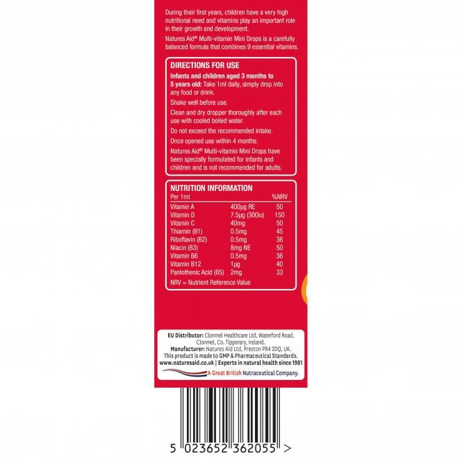 Multivitamin капки за деца (Mini Drops Multi-Vitamin) 50ml Naturesaid