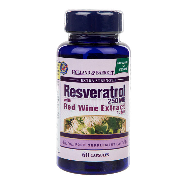 Resveratrol 250mg с екстракт от червено вино 10mg 60 капсули Holland & Barrett