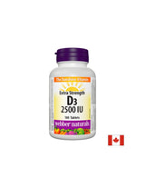 Здрави кости и силен имунитет - Витамин D3 2500 IU, 180 таблетки <tc>Webber Naturals</tc>