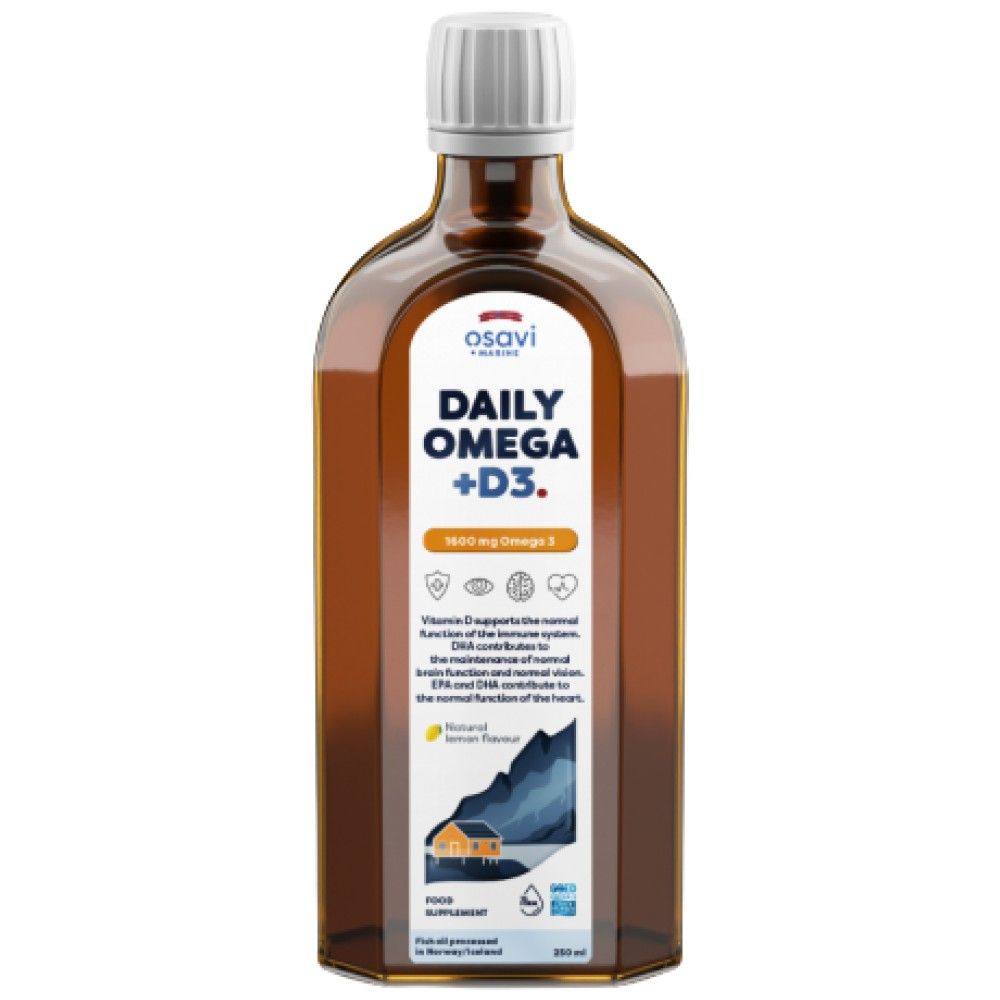 Ежедневно омега + D3 течност | Естествен лимон ароматизиран - 250 ml