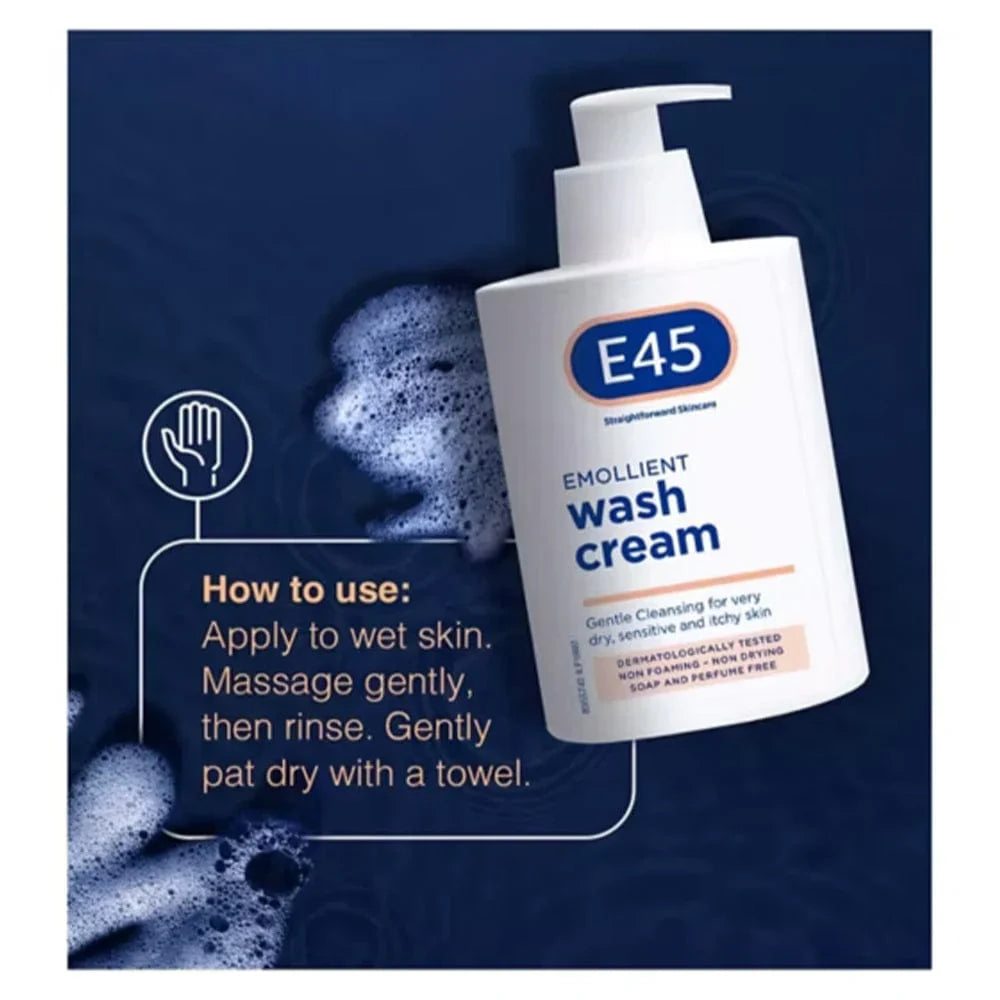 E45 Емолиентен крем за почистване на суха, чувствителна и сърбяща кожа - 250 ml
