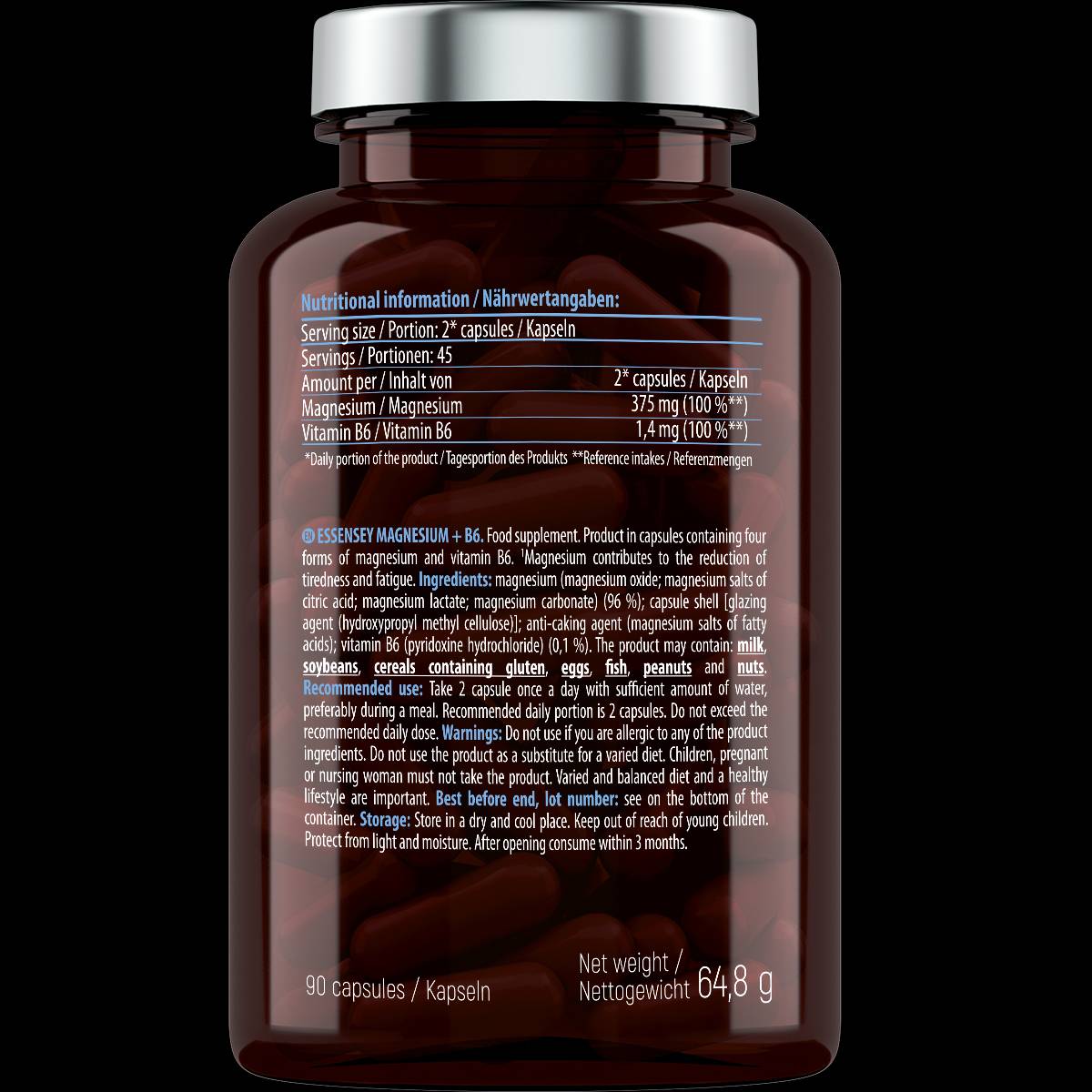 Магнезий 187,5 mg + B6 - 90 капсули