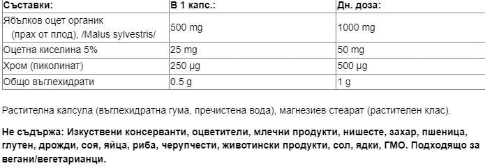 Ферментирал ябълков оцет 500 mg | Плюс хром 250 mcg - 90 капсули