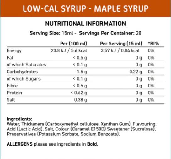 Подходящ кухня с ниско-CAL сироп | Клен - 425 ml