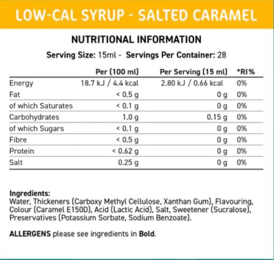 Подходящ кухня с ниско-CAL сироп | Осолен карамел - 425 ml