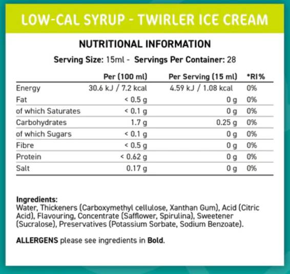 Подходящ кухня с ниско-CAL сироп | Twirler Ice Cream - 425 ml