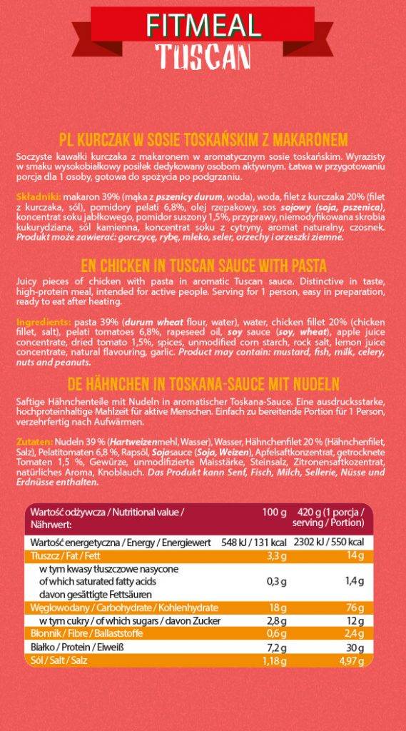 Fitmeal Tuscan | Готово за хранене с високо съдържание на протеини-420 грама