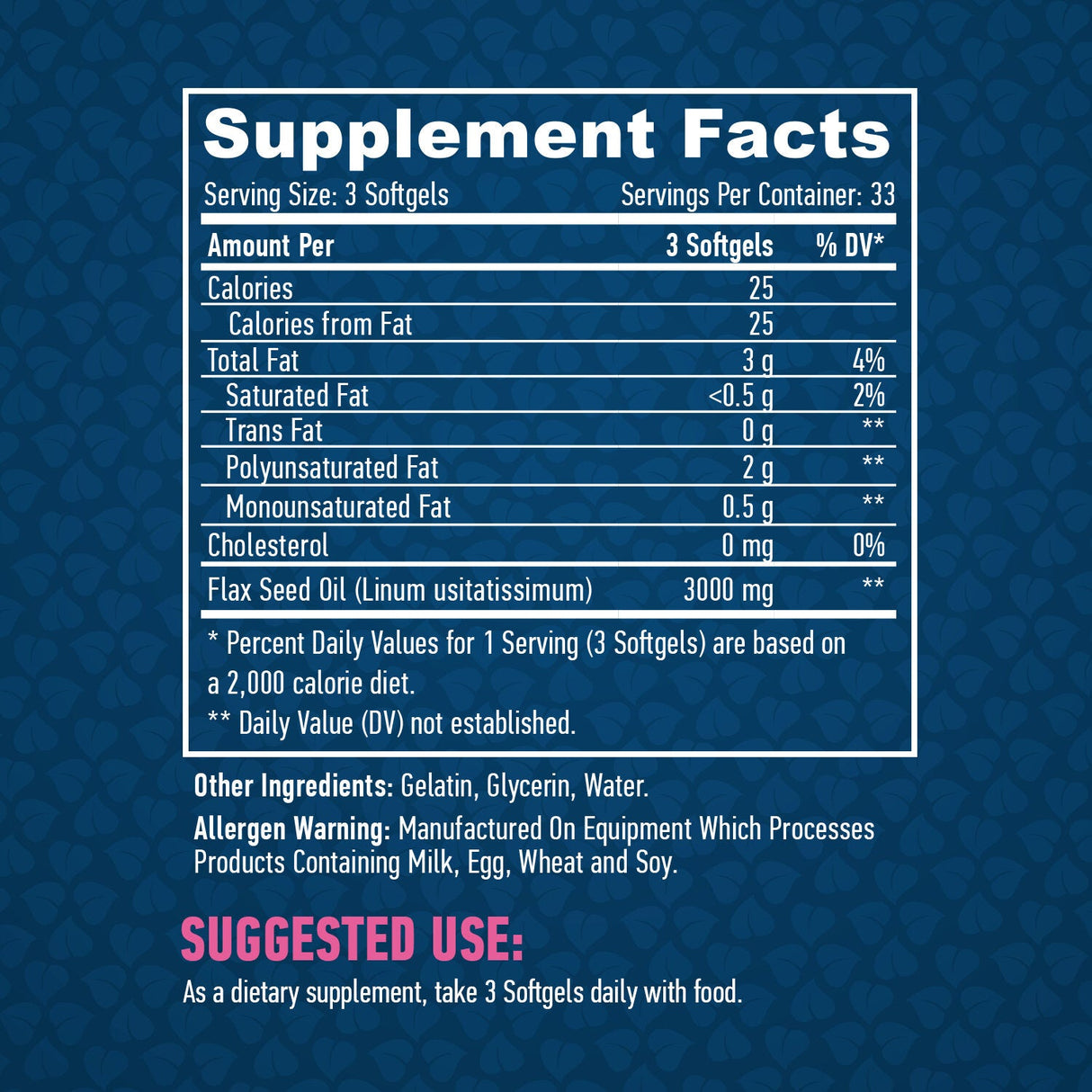 Маслото от ленени семена органично 1000mg. / 100 Softgels