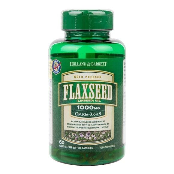 Ленено масло със студено пресоване (ленено масло) 1000mg 60 капсули Holland & Barrett