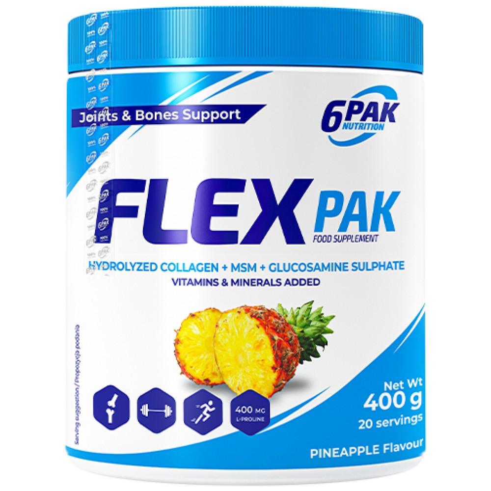 Flex Pak Powder | Колаген и глюкозамин, хондроитин, MSM, хиалуронова киселина - 400 грама