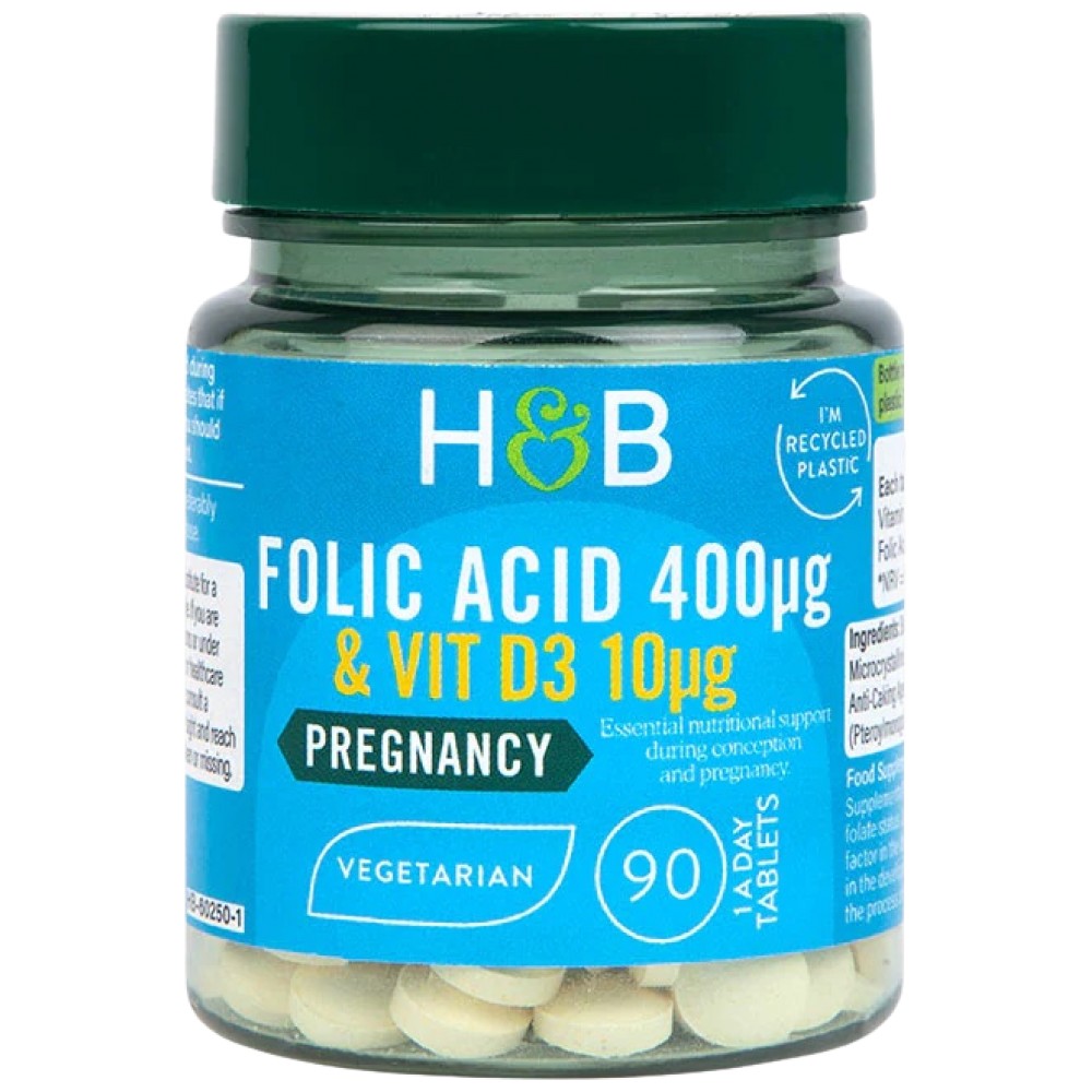 Фолиева киселина 400 mcg | С Vit D3 10 mcg - 90 таблетки