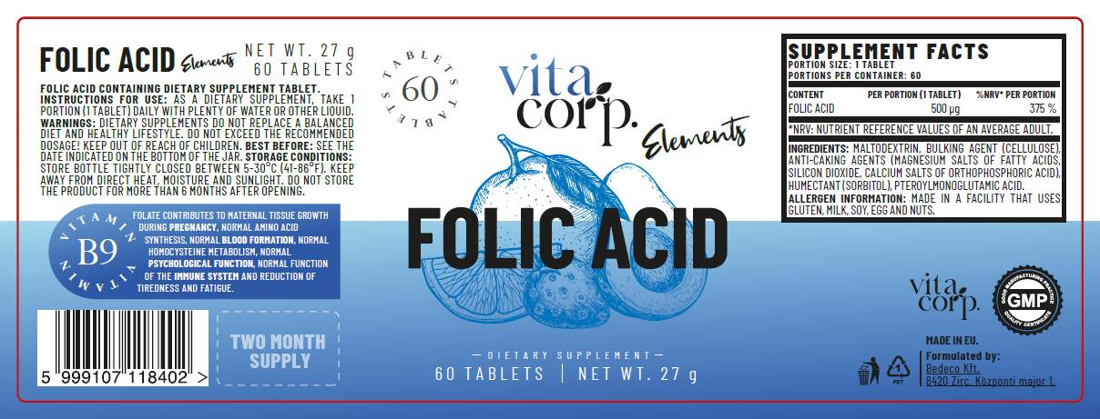 Фолиева киселина 500 mcg - 60 таблетки