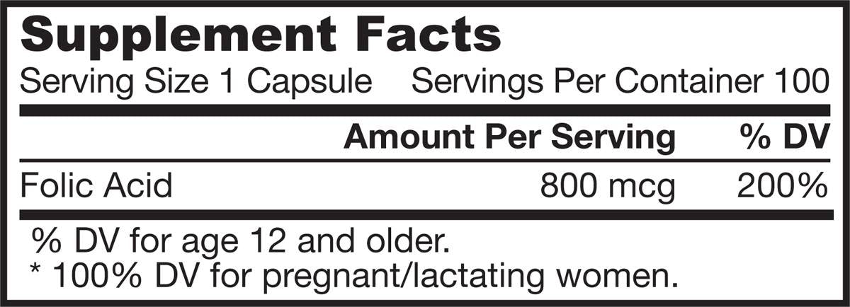 Фолиева киселина 800 mcg 100 капсули