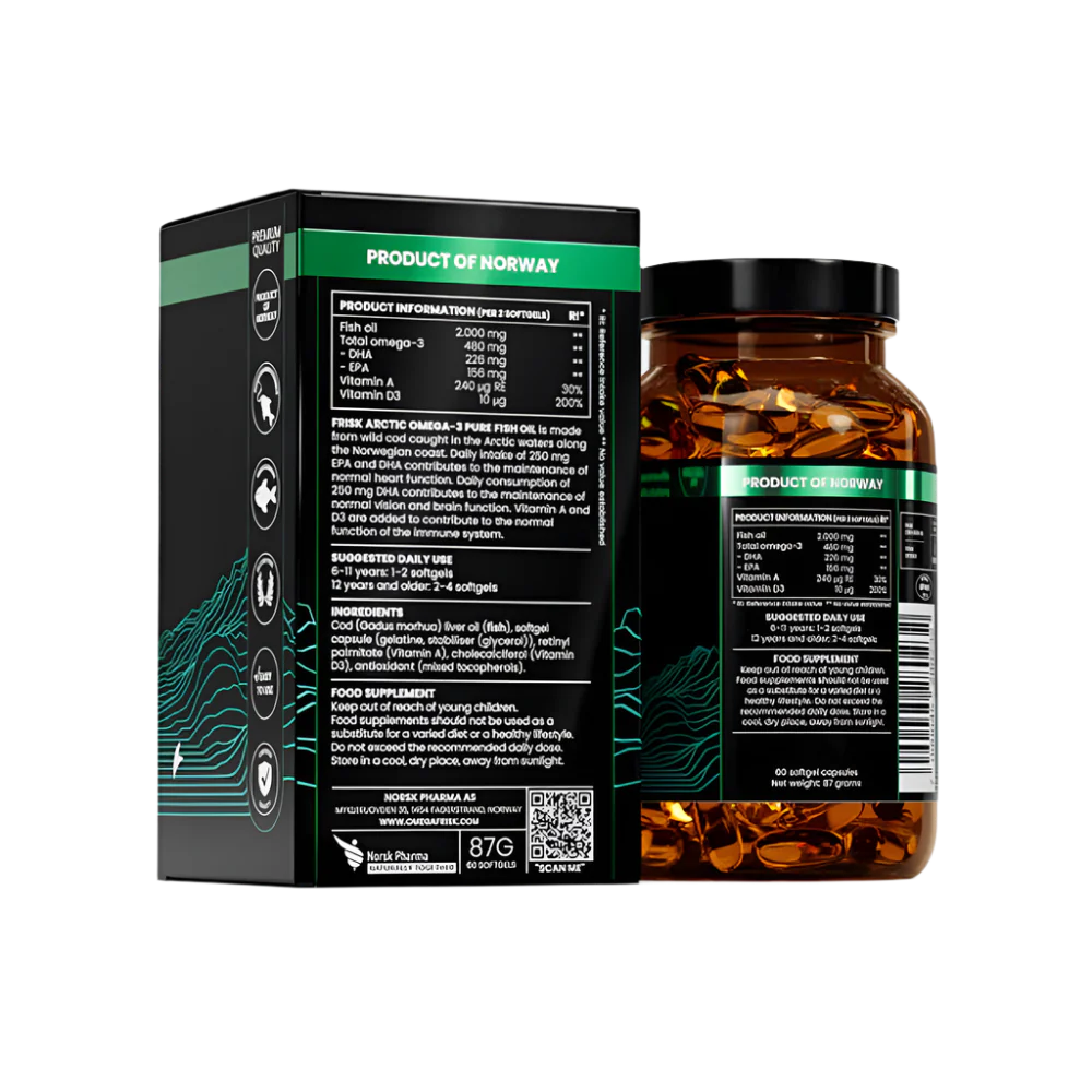 Arctic Pure-Omega-3 от 100% дива арктическа треска-60 капсули