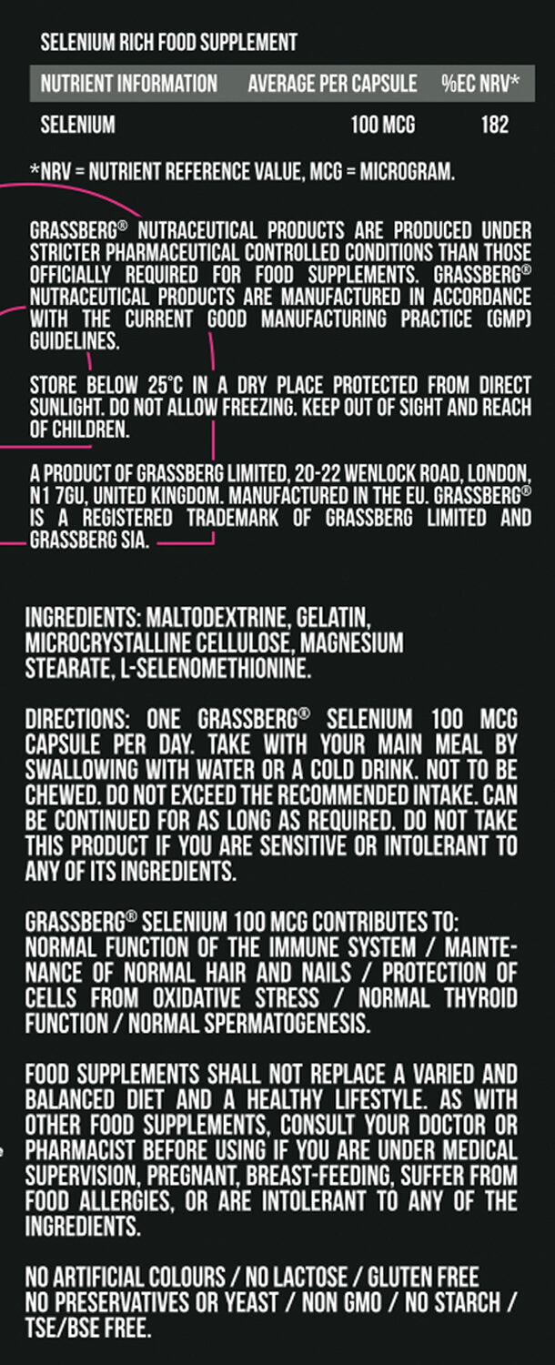 Grassberg Selenium 100mcg 60 капачки