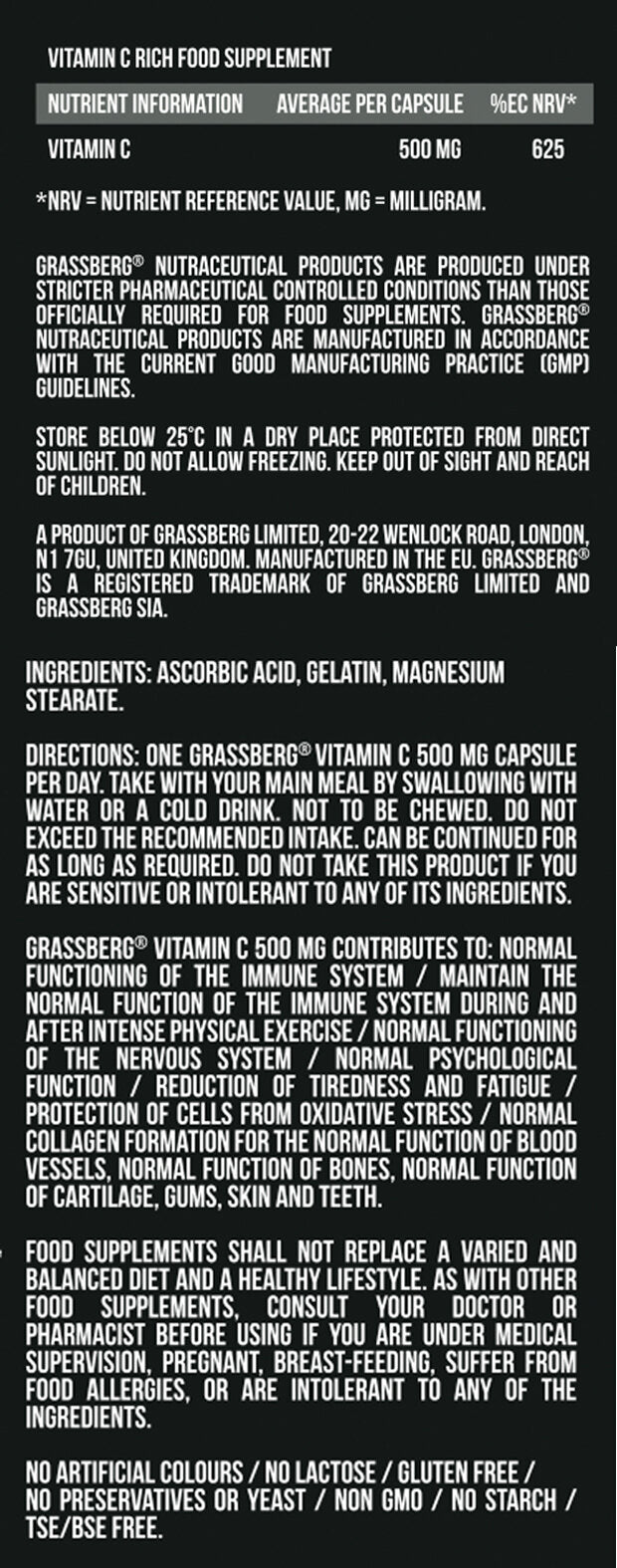 Грасберг витамин С 500 mg / 60 капачки