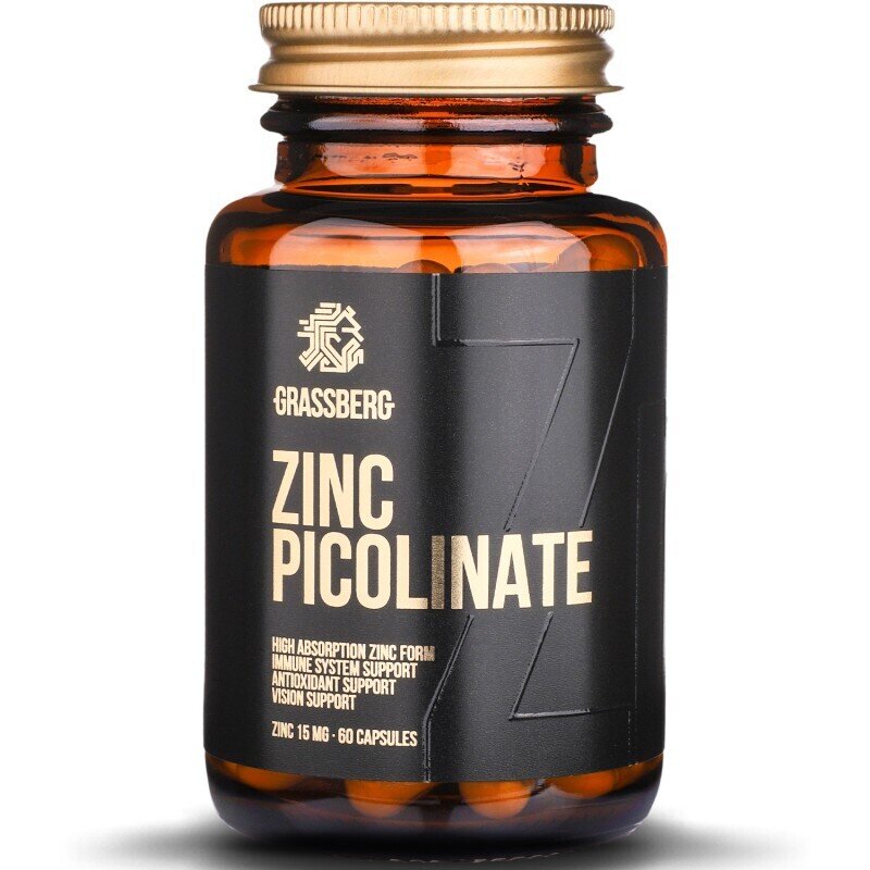 Grassberg Zinc Picolinate 15mg - Висока абсорбция 60 капачки