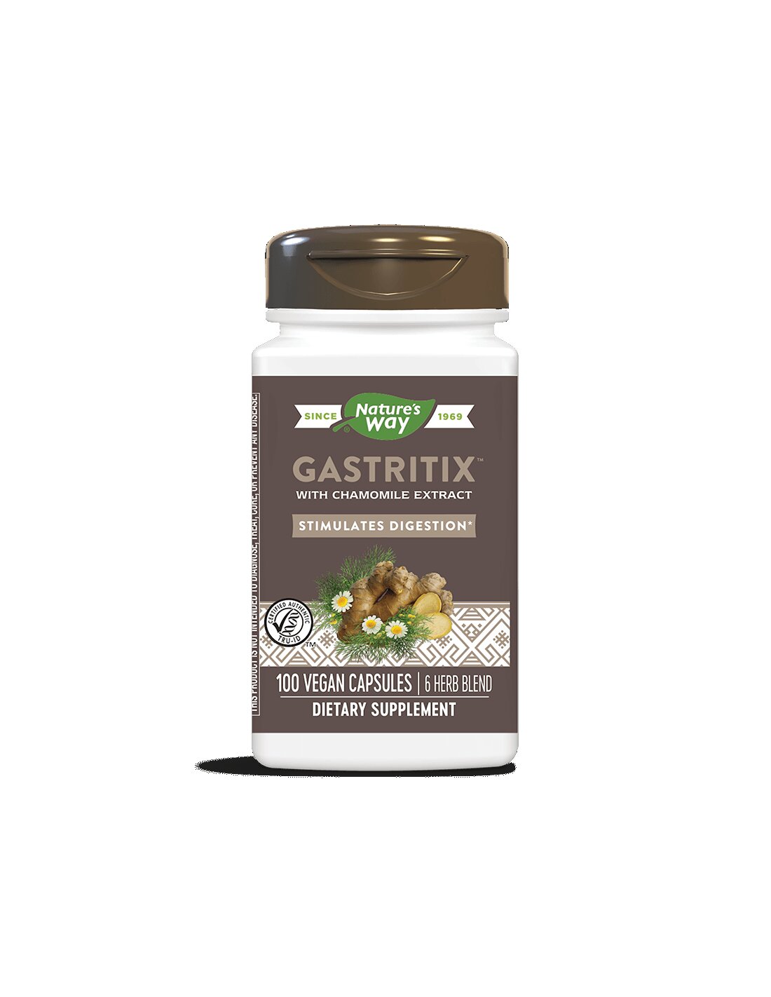 Gastritix ™ - Gastritix ™ билкова формула срещу газ и подуване на корема, 100 капсули Nature Way