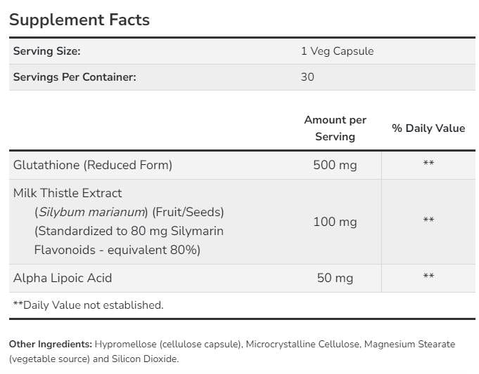 Глутатион 500 mg - 30 капсули