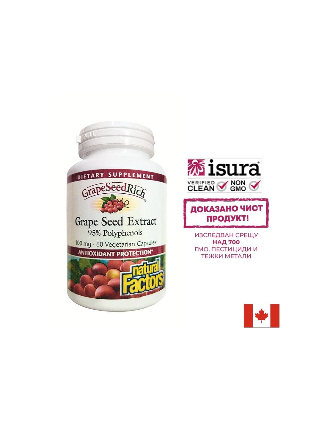 Grapeseedrich | Екстракт от гроздови семена 100 mg - 60 капсули