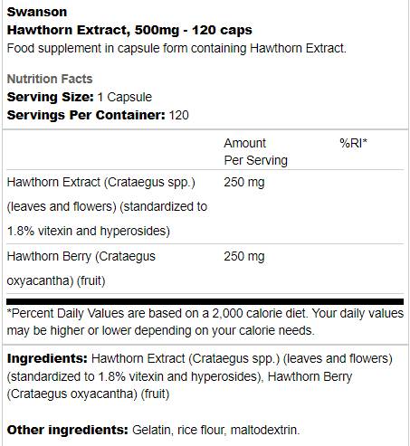 Екстракт от глог 500 mg 120 капсули