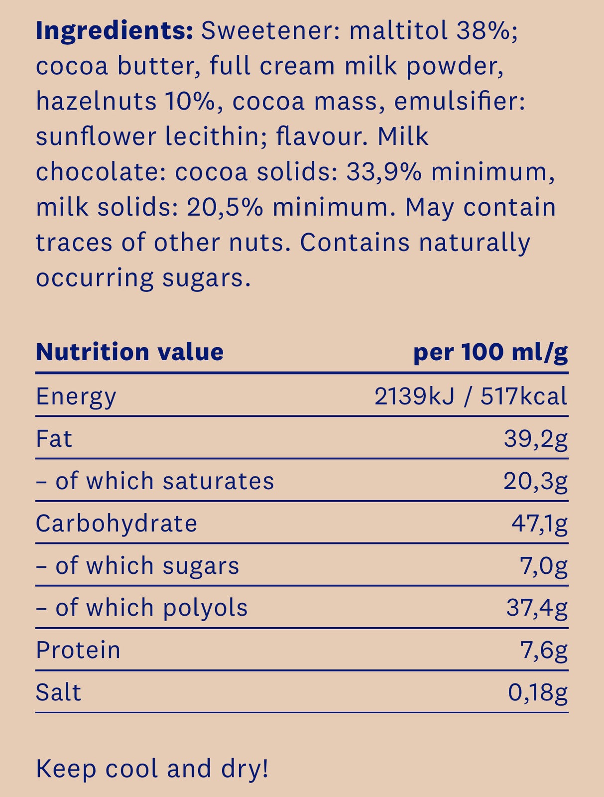 <tc>HealthyCo</tc> шоколад с лешници 100 грама - без добавена захар и без палмово масло