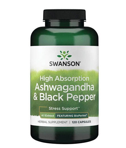 Висока абсорбция Ashwagandha & Black Pepper | С участието на биоперин - 120 капсули