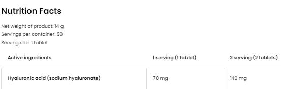 Хиалуронова киселина 70 mg 90 таблетки