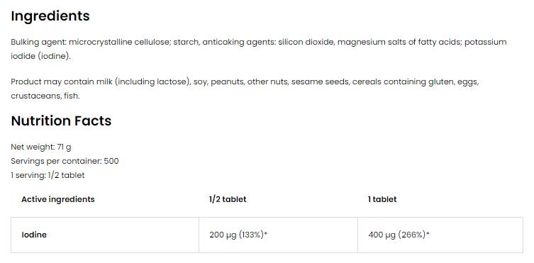 Йод 400 mcg | Калиев йод 250 таблетки