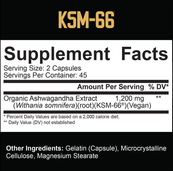 KSM -66® Organic Ashwagandha 600 mg - 90 капсули