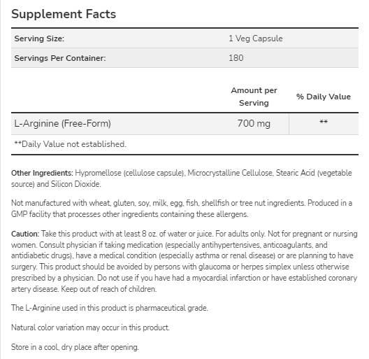 L -аргинин 700 mg - 180 капсули